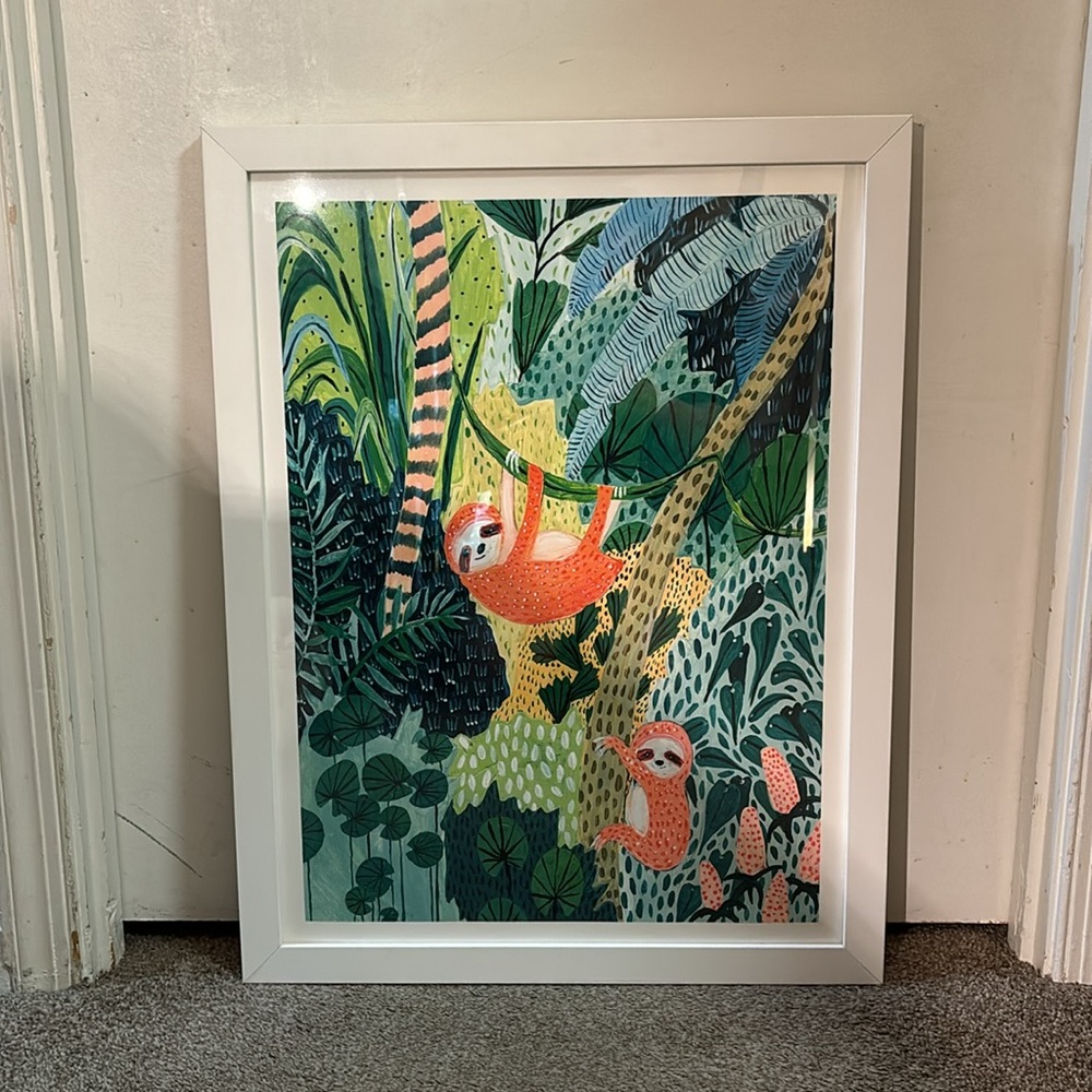 🦥 UO Ambers Textiles Jungle Sloth Art Print 18x24 - Picture 7 of 9